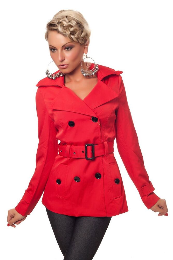 Červený krátký kabát dámský