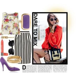 Pruhy a květiny spolu ladí, autor: polyvore